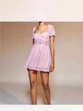 Urban Outfitters Light Pink Lace Mini Dress